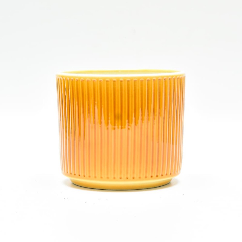 Osłonka ceramiczna Cylindryczna "Rowkowana" żółta